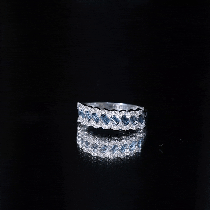 Real London Blue Topaz and Diamond Wedding Ring For Women