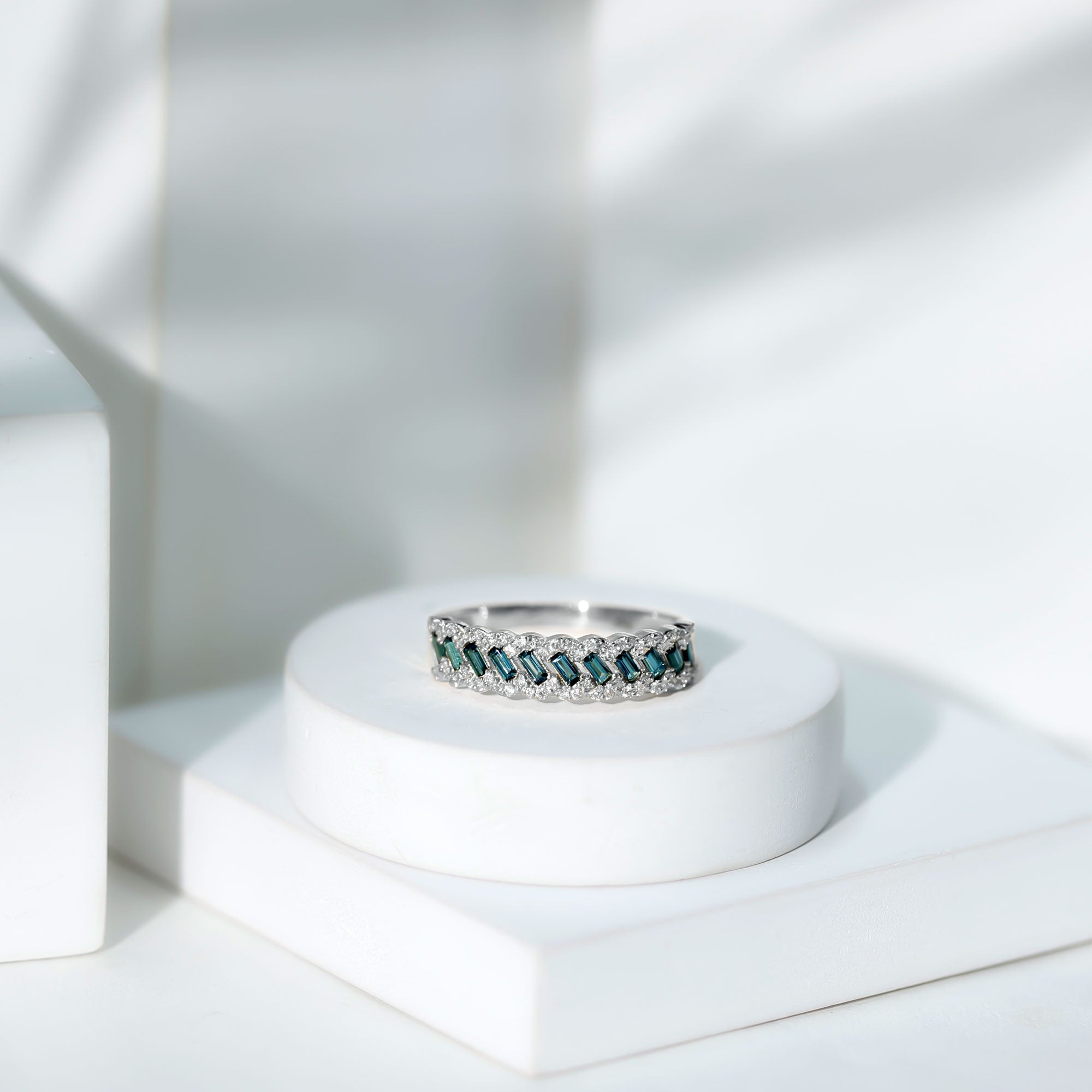 Real London Blue Topaz and Diamond Wedding Ring For Women