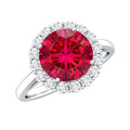 Lab Created 8MM Ruby Halo Engagement Ring with Diamonds