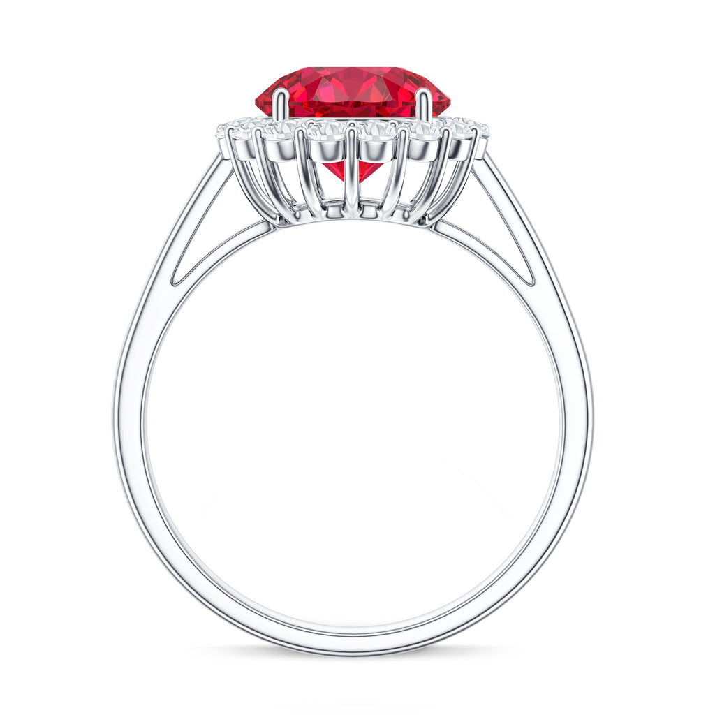 Lab Created 8MM Ruby Halo Engagement Ring with Diamonds