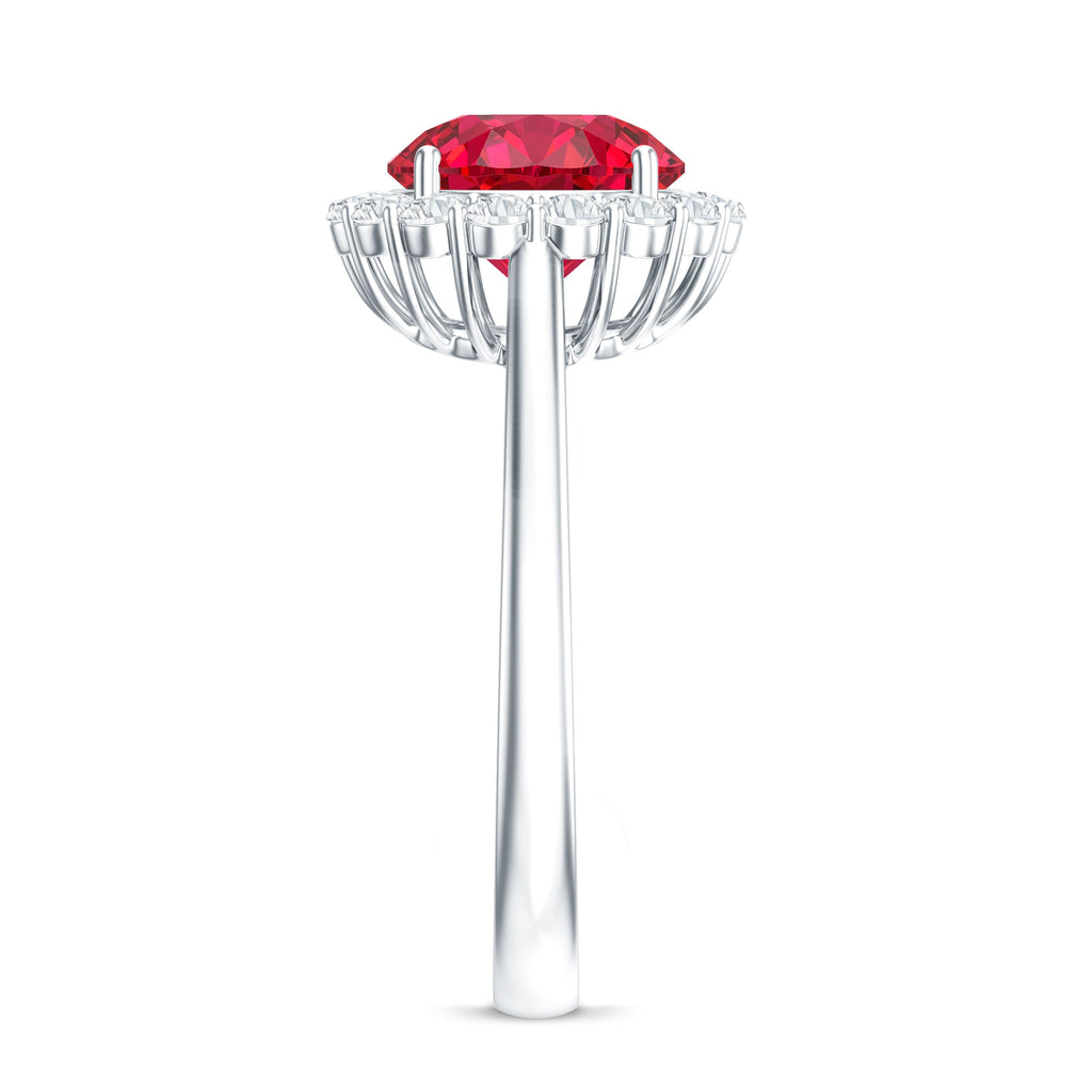 Lab Created 8MM Ruby Halo Engagement Ring with Diamonds