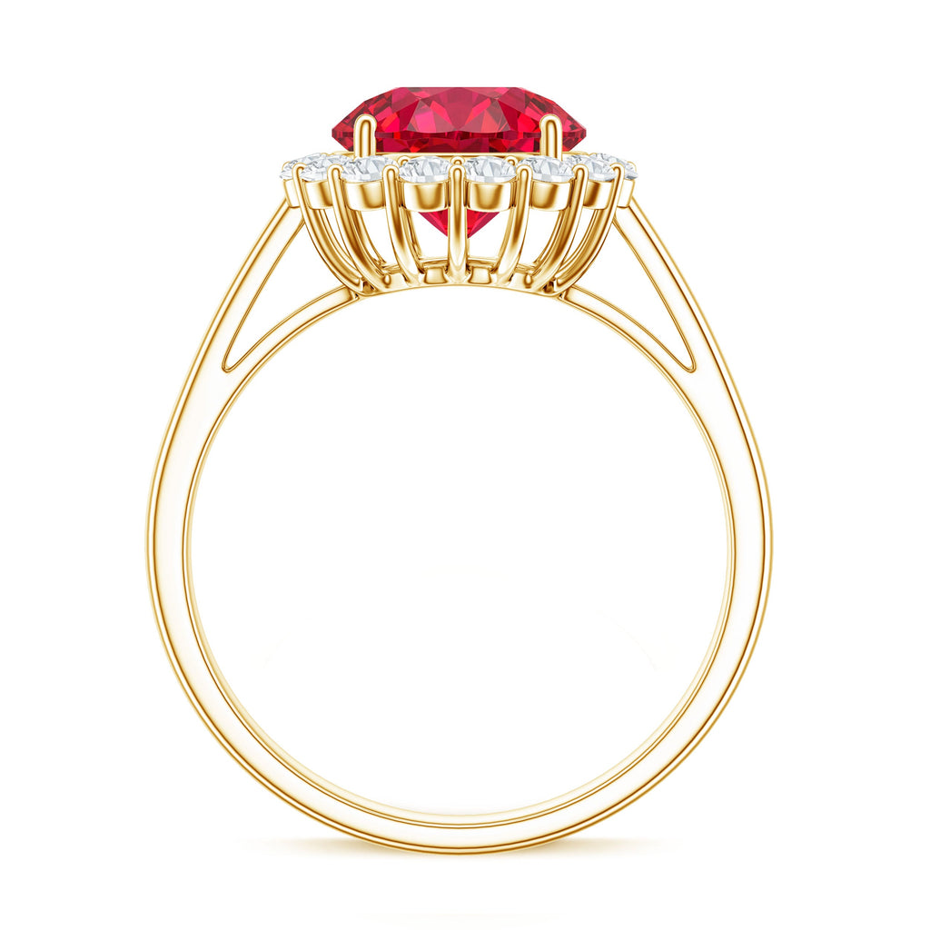 Lab Created 8MM Ruby Halo Engagement Ring with Diamonds