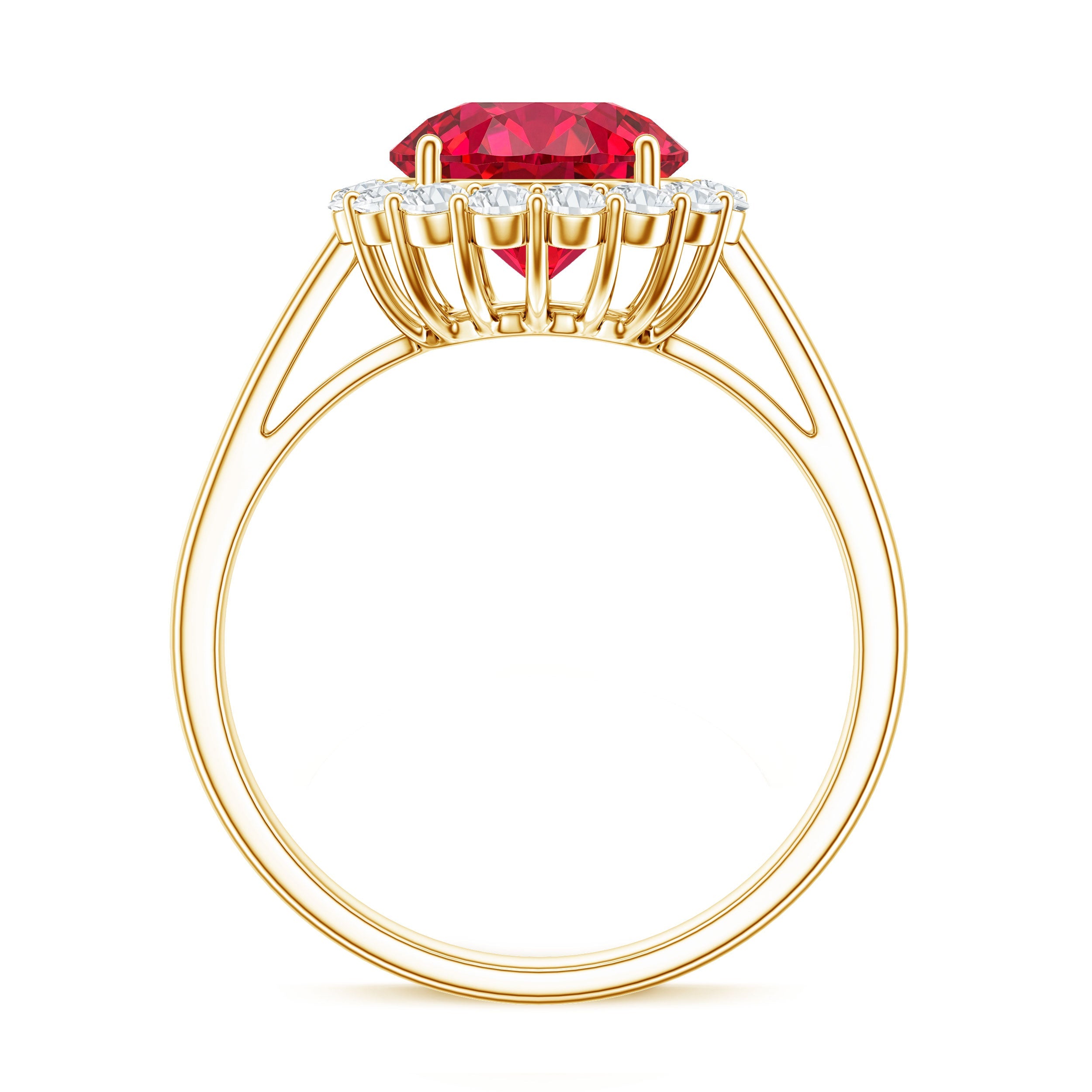 Lab Created 8MM Ruby Halo Engagement Ring with Diamonds
