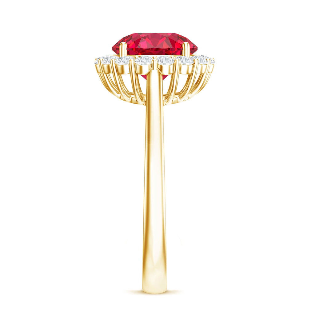 Lab Created 8MM Ruby Halo Engagement Ring with Diamonds