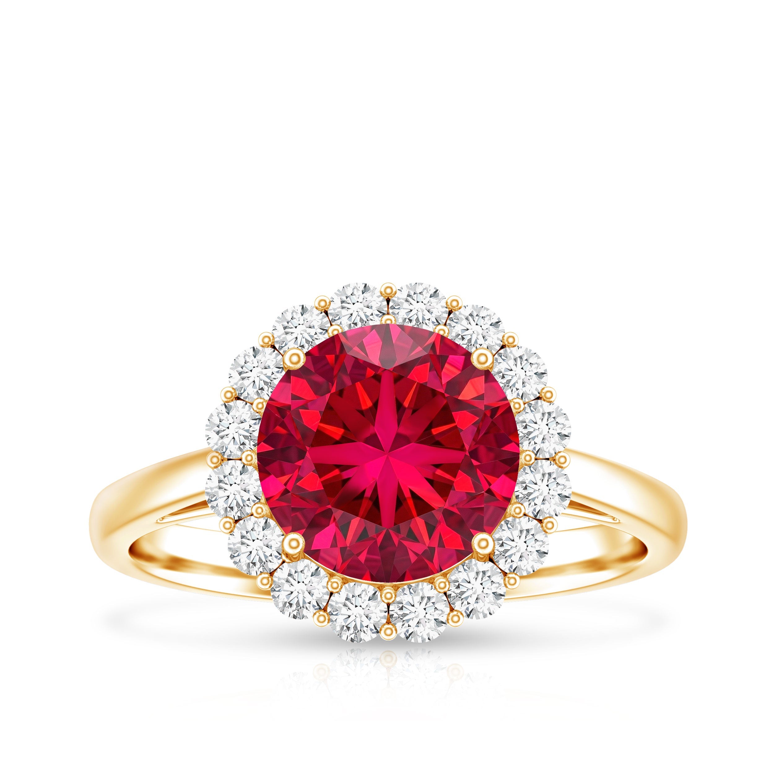 Lab Created 8MM Ruby Halo Engagement Ring with Diamonds