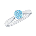 6 MM Certified Aquamarine Solitaire Promise Ring with Diamond
