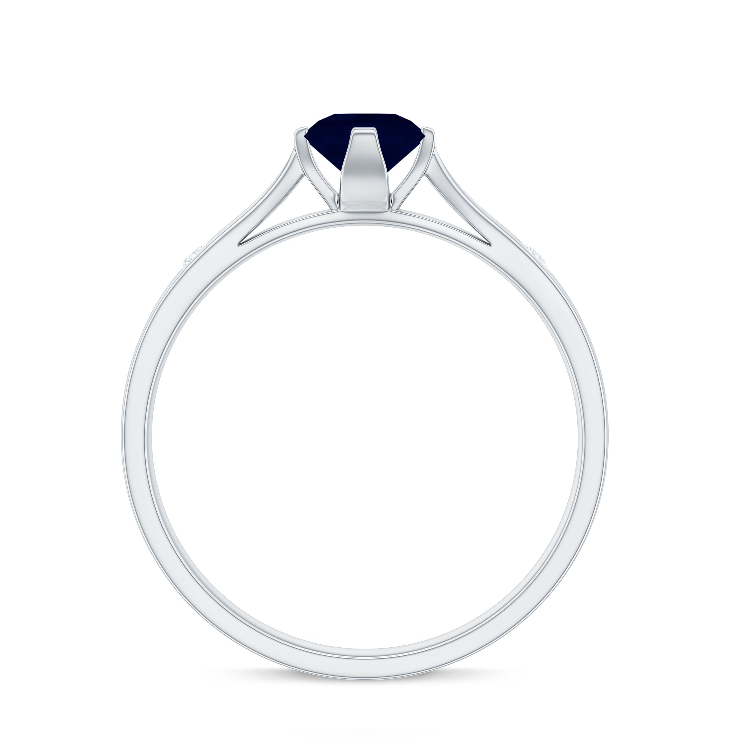 Round Cut Certified Blue Sapphire Promise Ring with Diamond