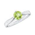 Natural 0.5 Carat Peridot Promise Ring with Diamond