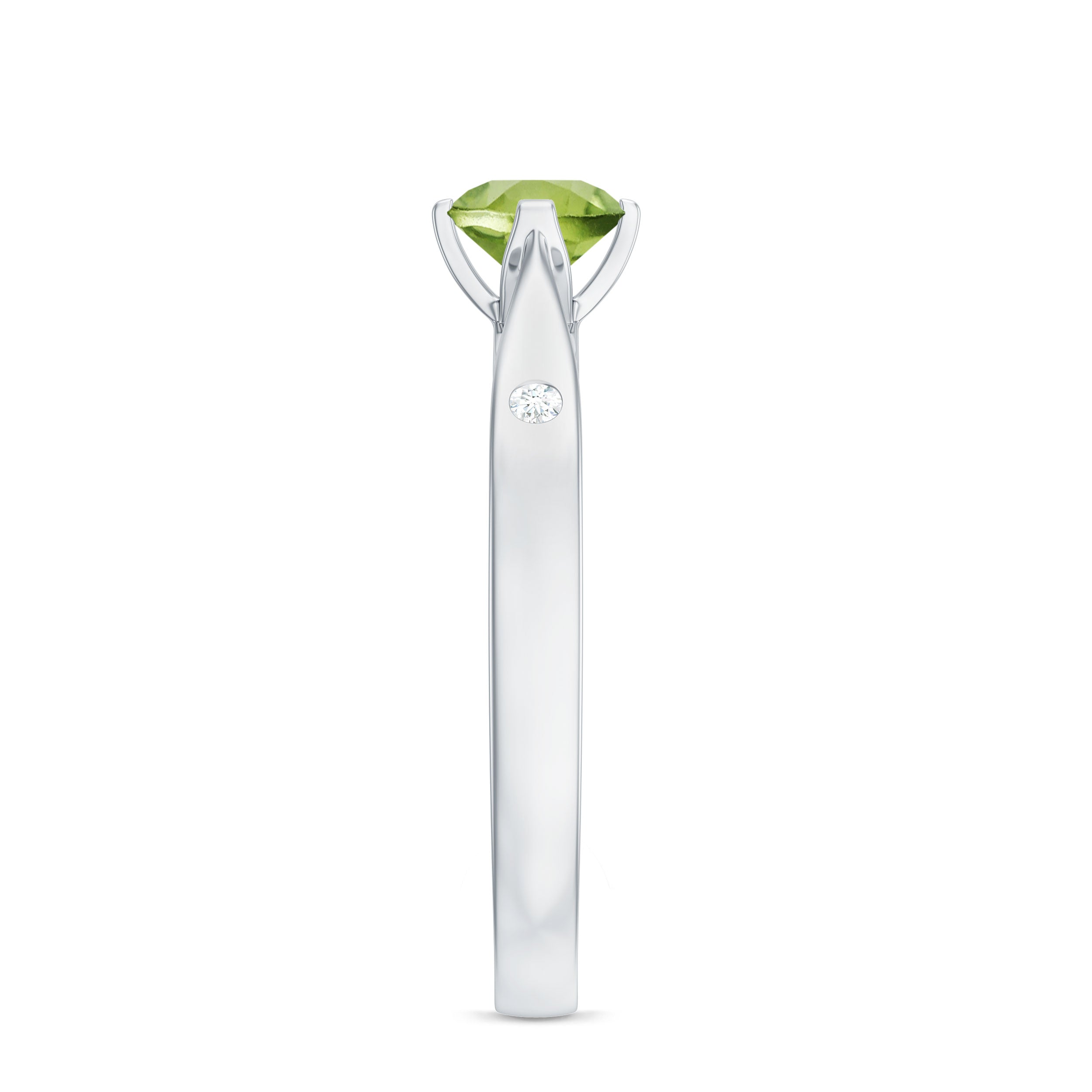 Natural 0.5 Carat Peridot Promise Ring with Diamond