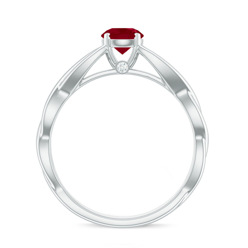 Natural Ruby Solitaire Ring in Crossover Shank