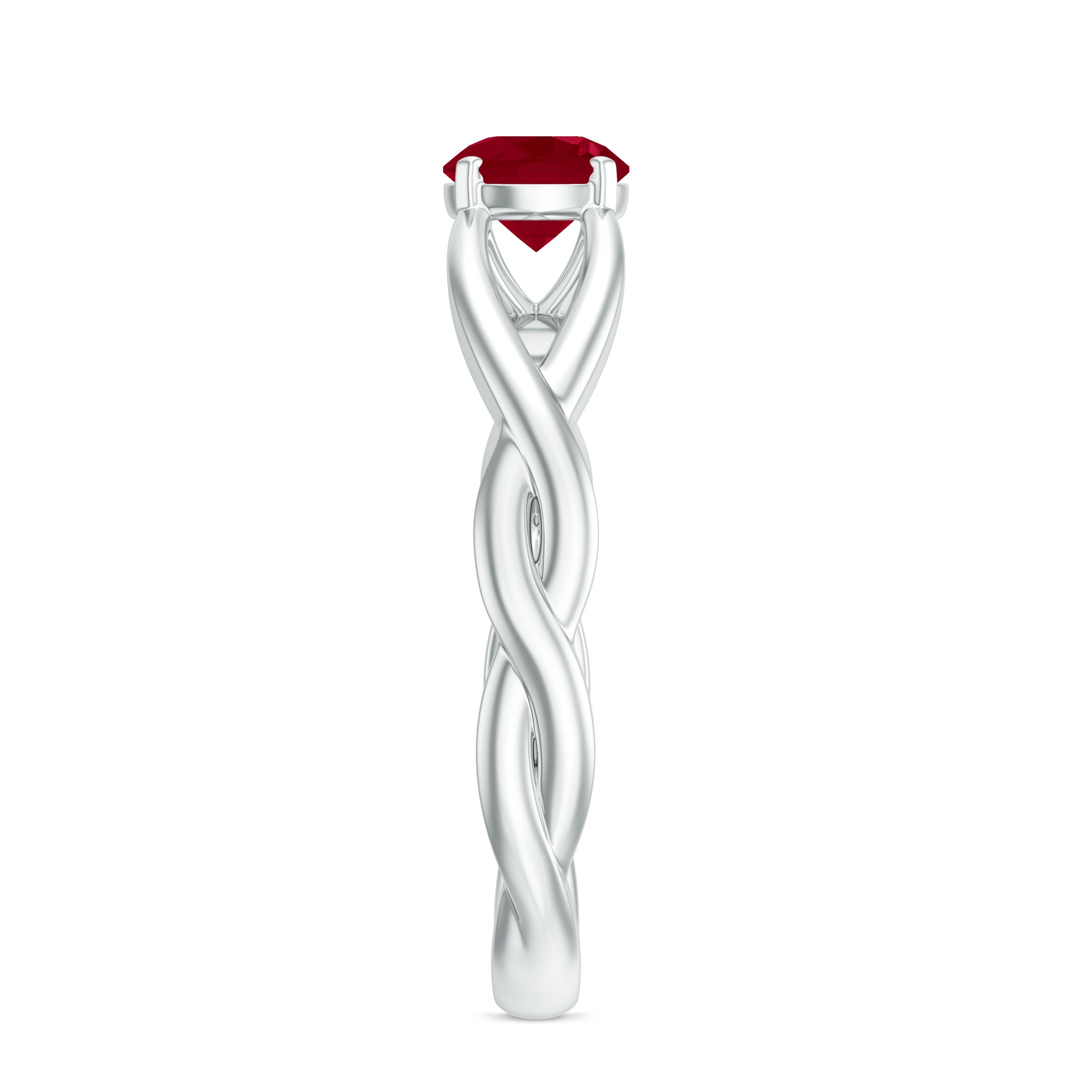 Natural Ruby Solitaire Ring in Crossover Shank