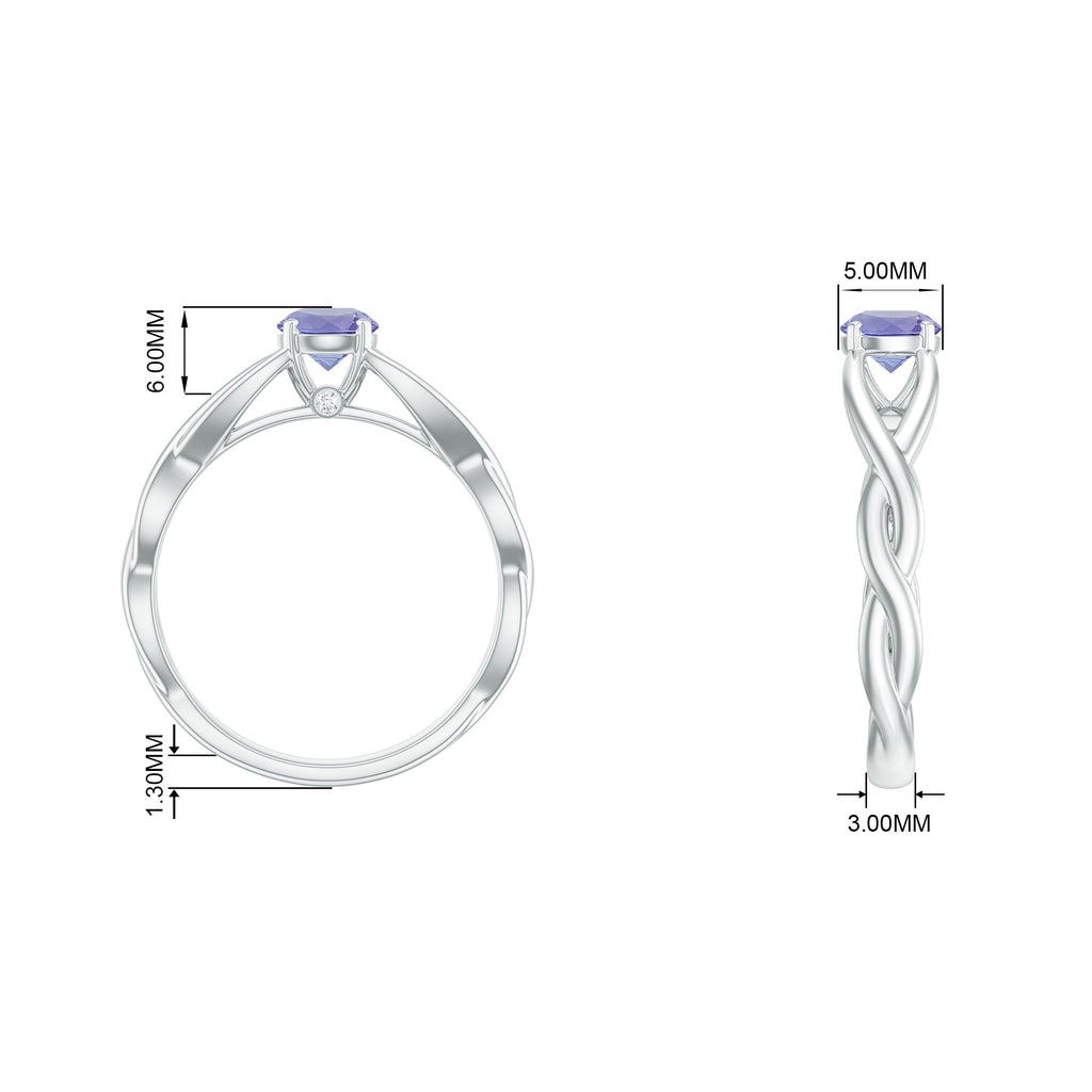 Real Tanzanite Diamond Proposal Ring with Crossover Shank