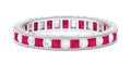 Certified Natural Princess Cut Ruby Eternity Ring with Moissanite