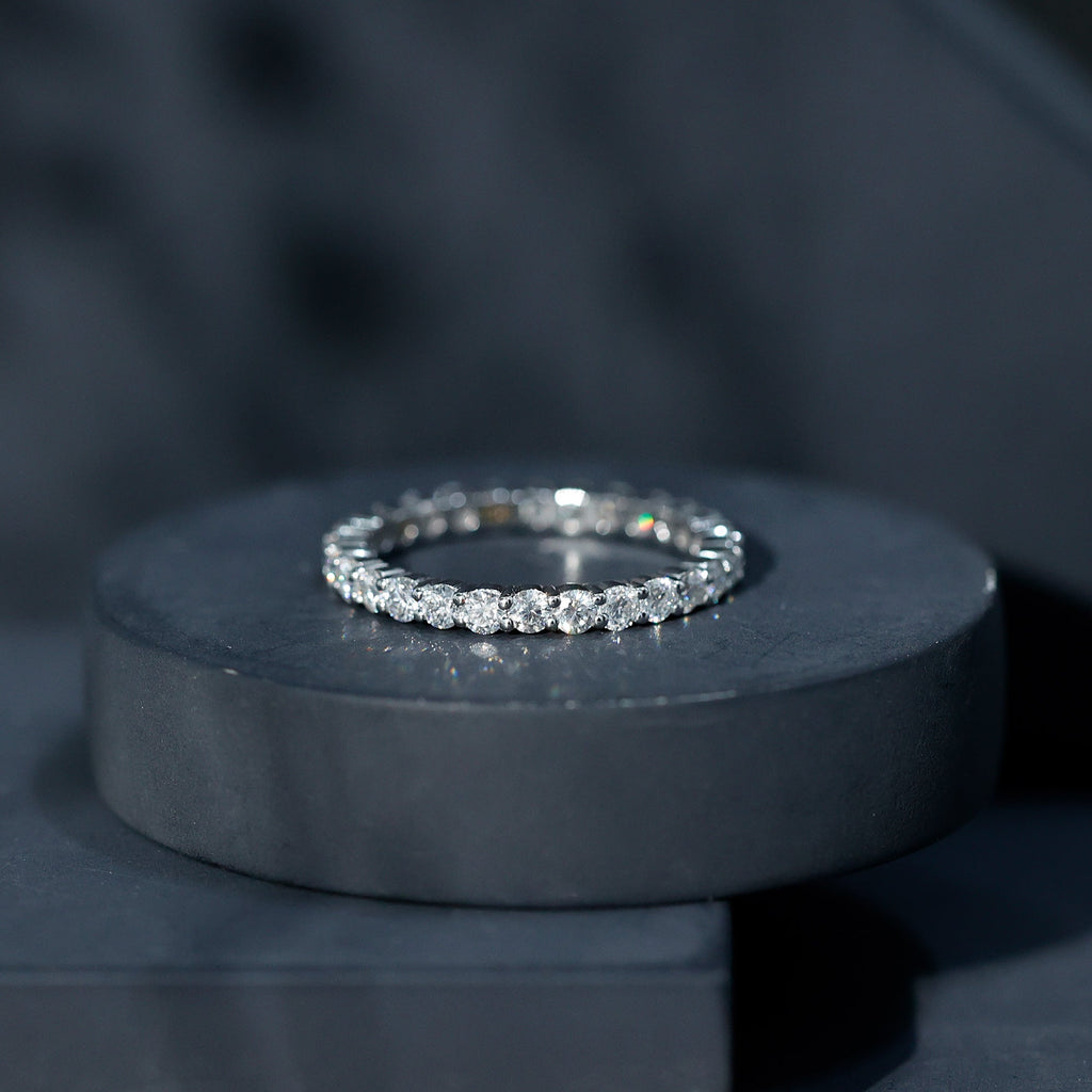 Prong Set Moissanite Eternity Wedding Band Ring for Women