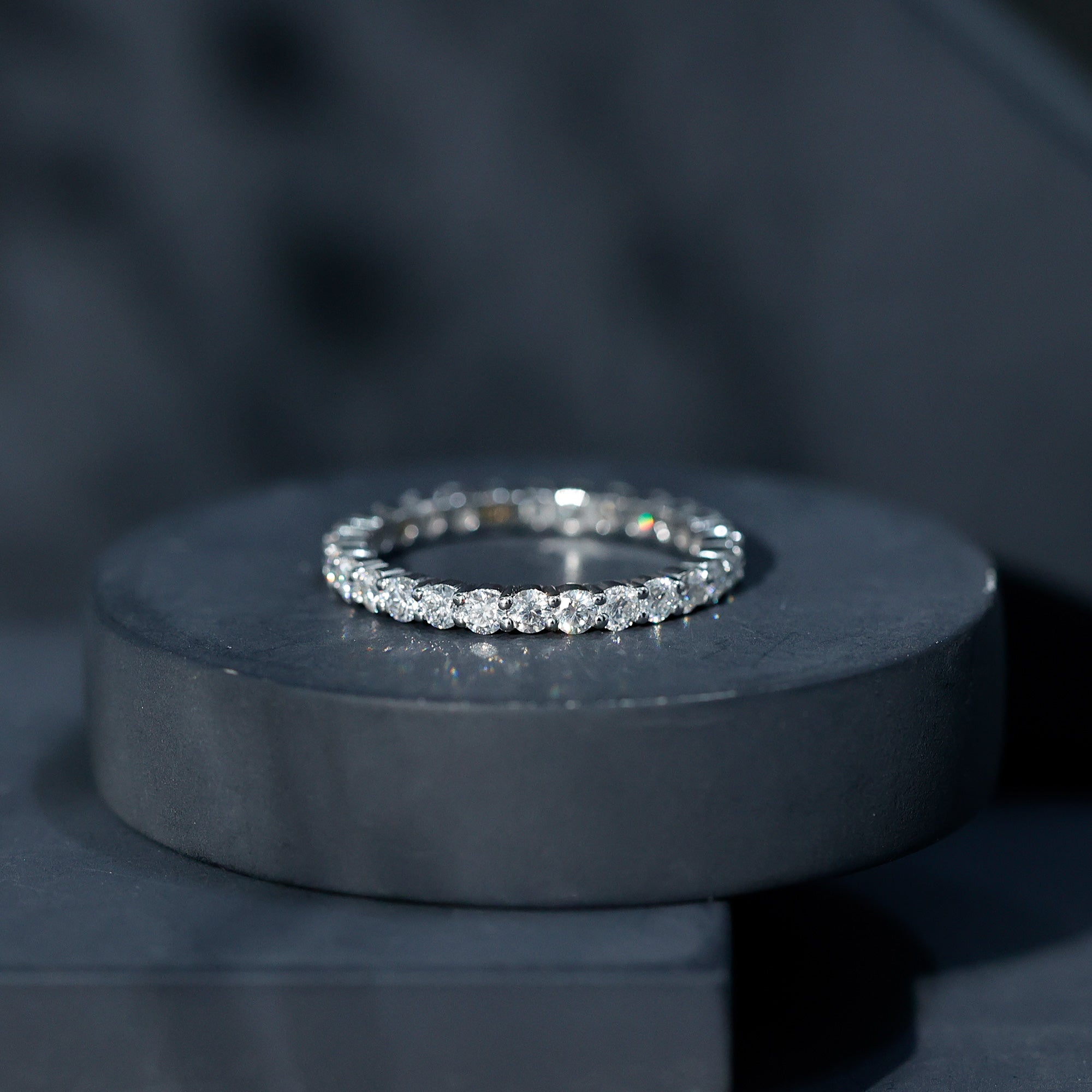 Prong Set Moissanite Eternity Wedding Band Ring for Women