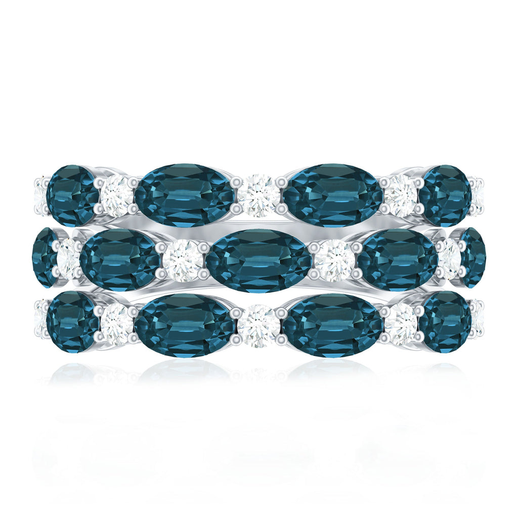 Natural London Blue Topaz and Diamond Statement Ring