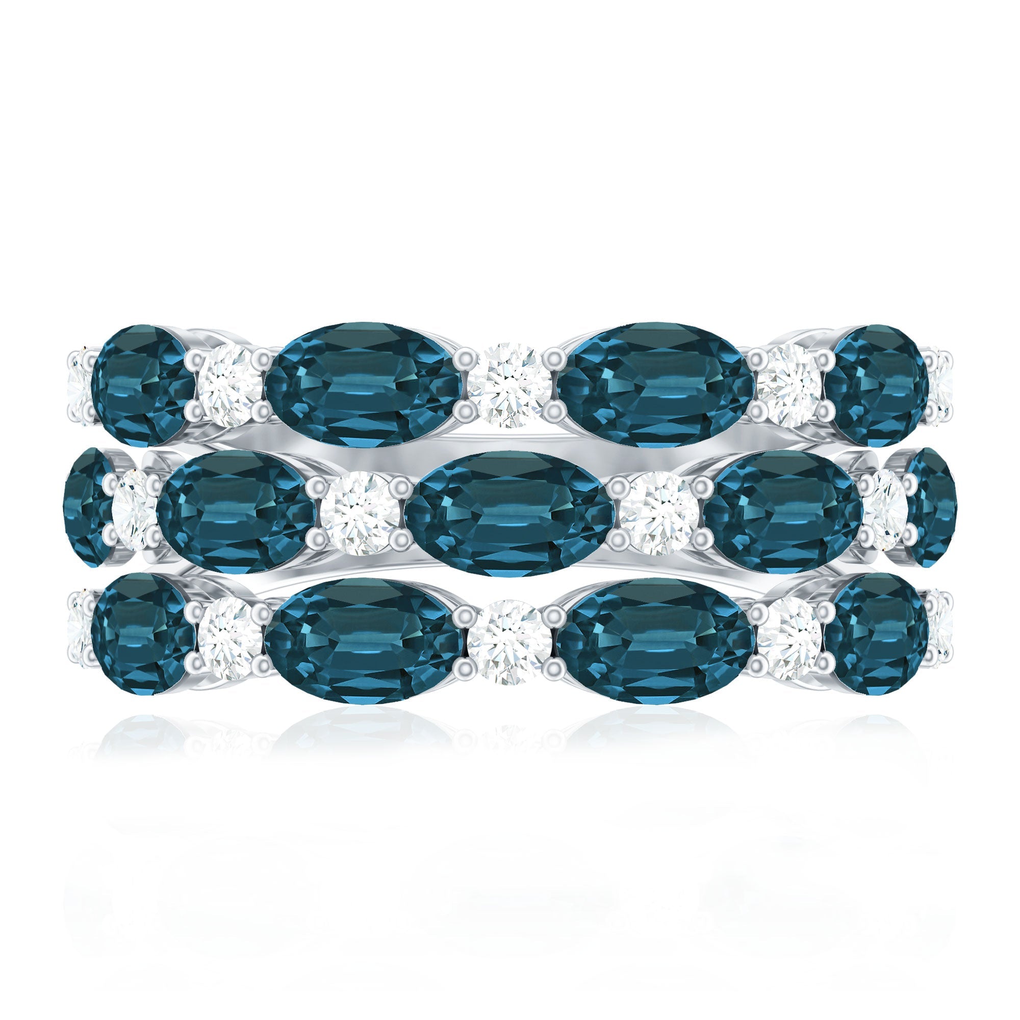 Natural London Blue Topaz and Diamond Statement Ring