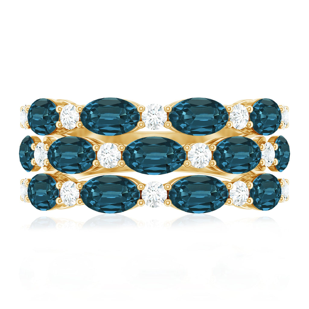 Natural London Blue Topaz and Diamond Statement Ring