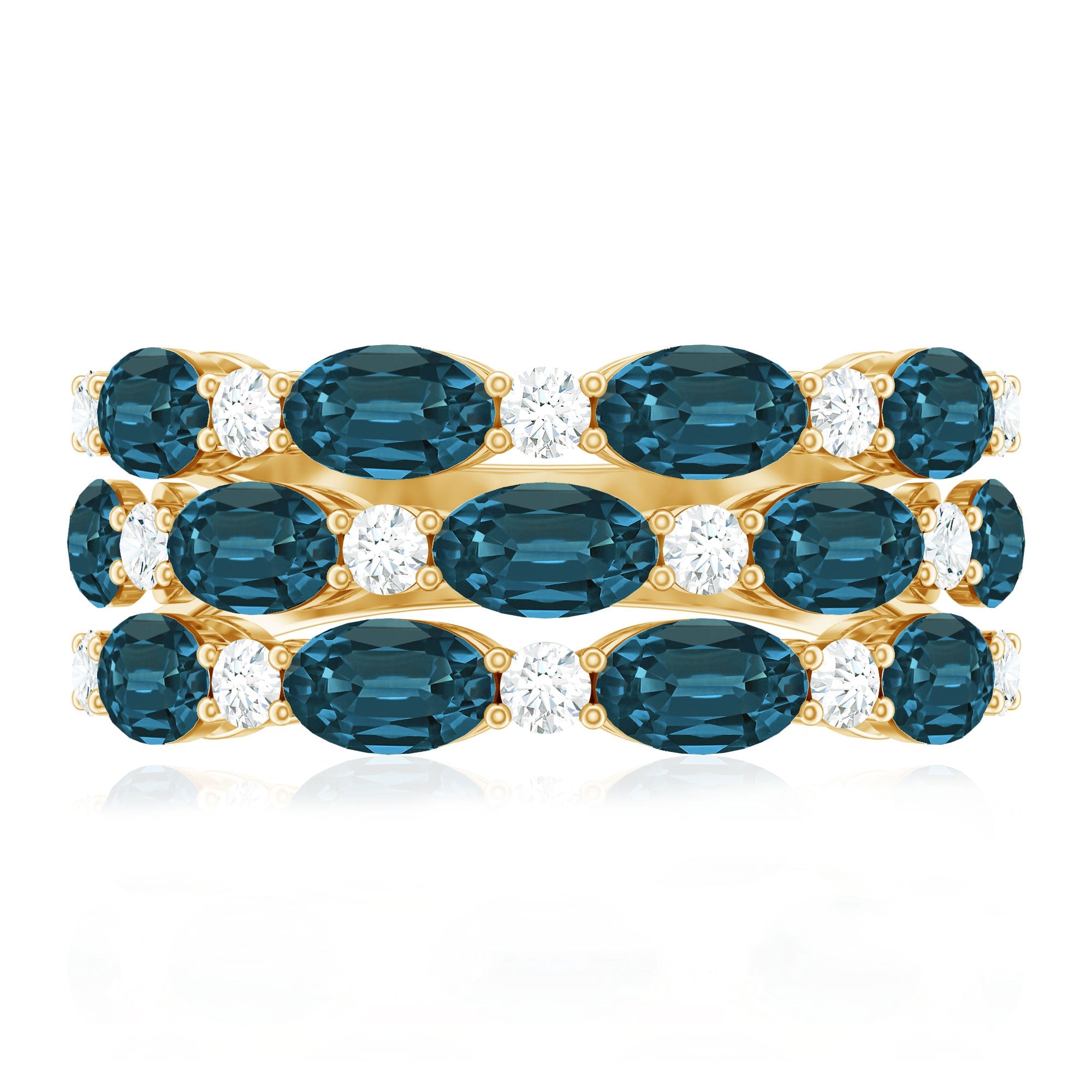 Natural London Blue Topaz and Diamond Statement Ring