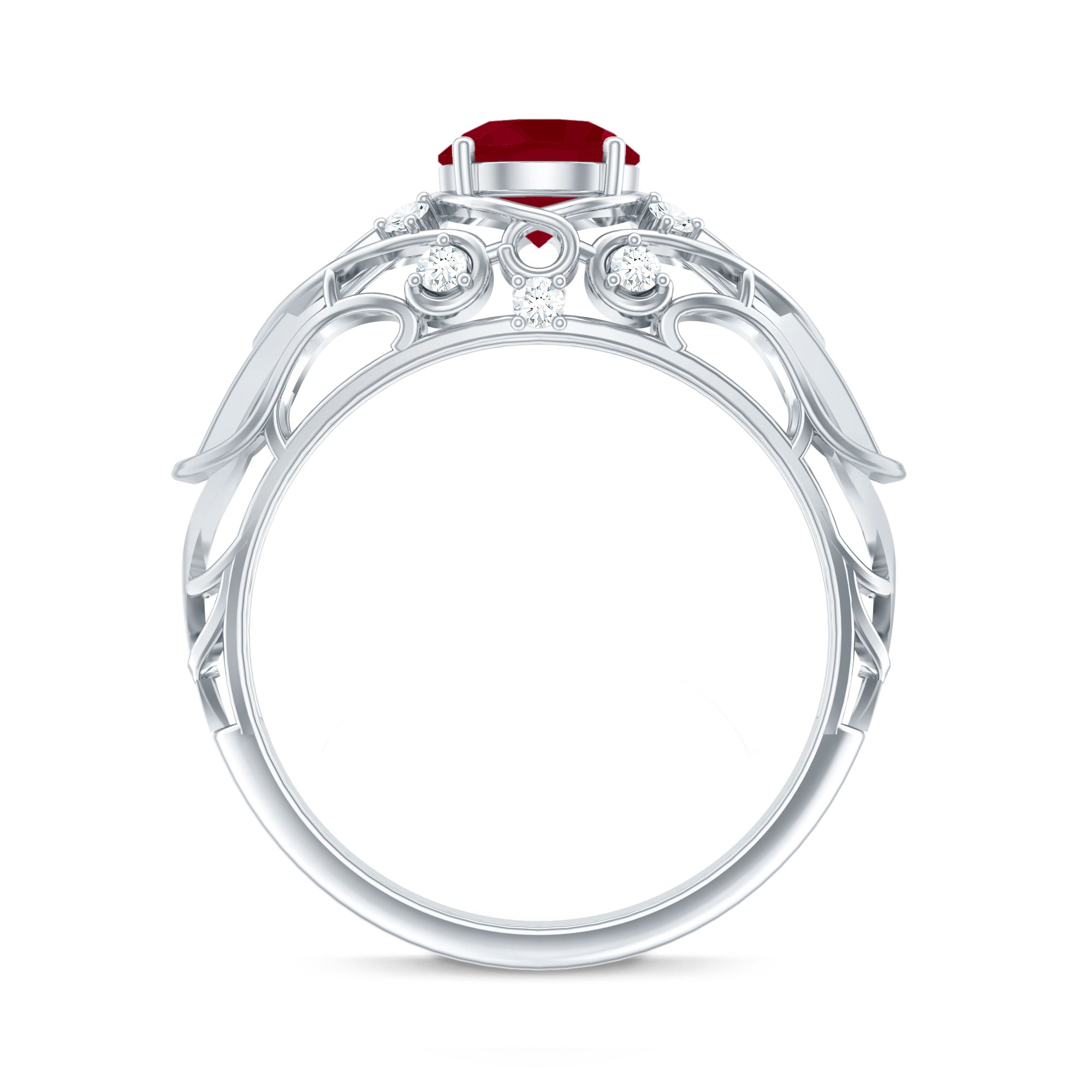 Vintage Inspired 0.6 Carat Ruby Engagement Ring with Diamond