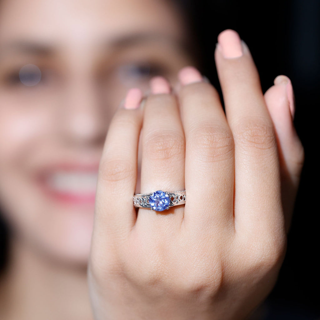 1.6 Carat Lab Created Tanzanite Engagement Ring with Celtic Design
