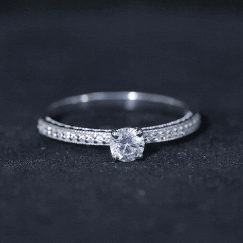 0.5 Carat  Moissanite Solitaire Engagement Ring with Milgrain