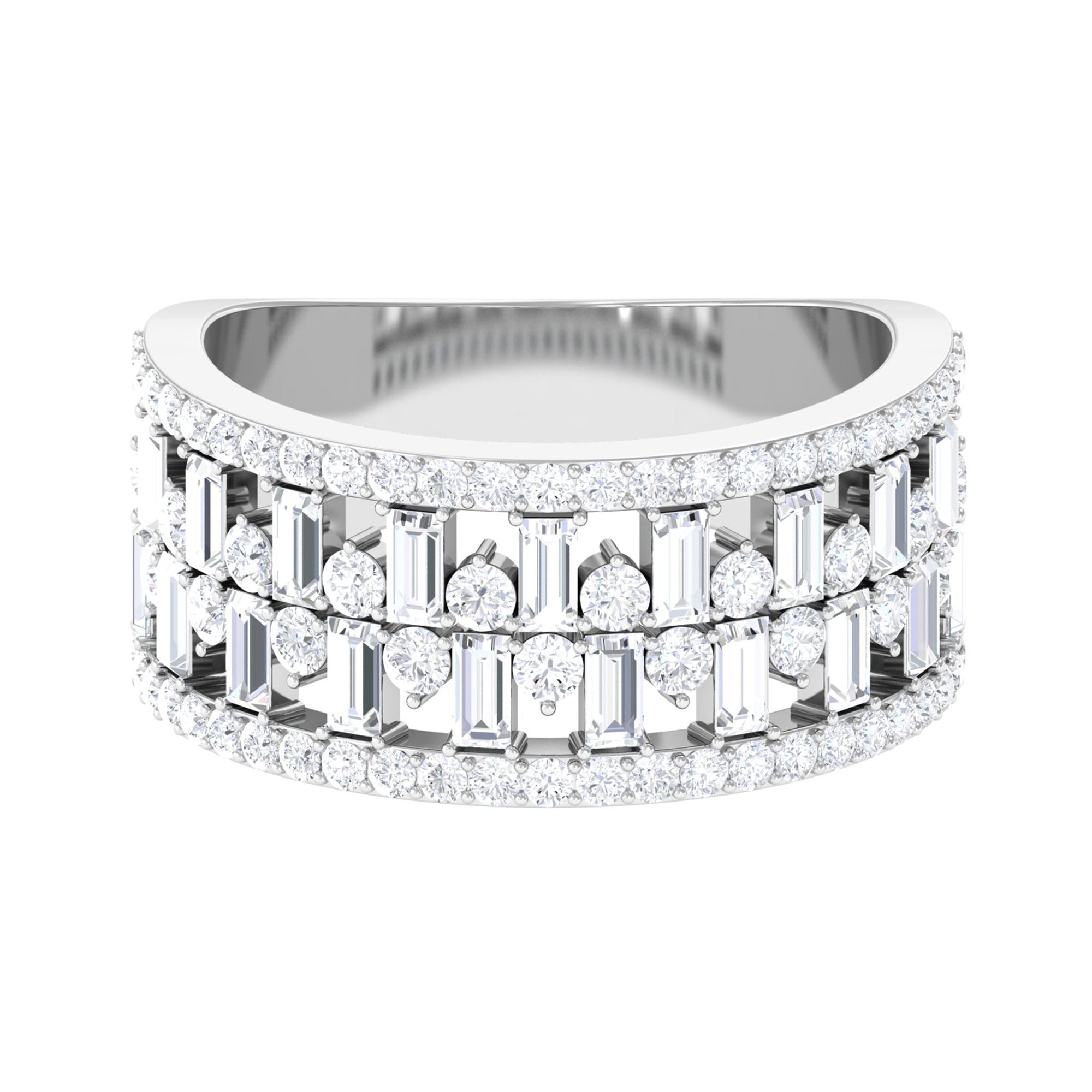 Designer Round and Baguette Cut Zircon Wedding Band