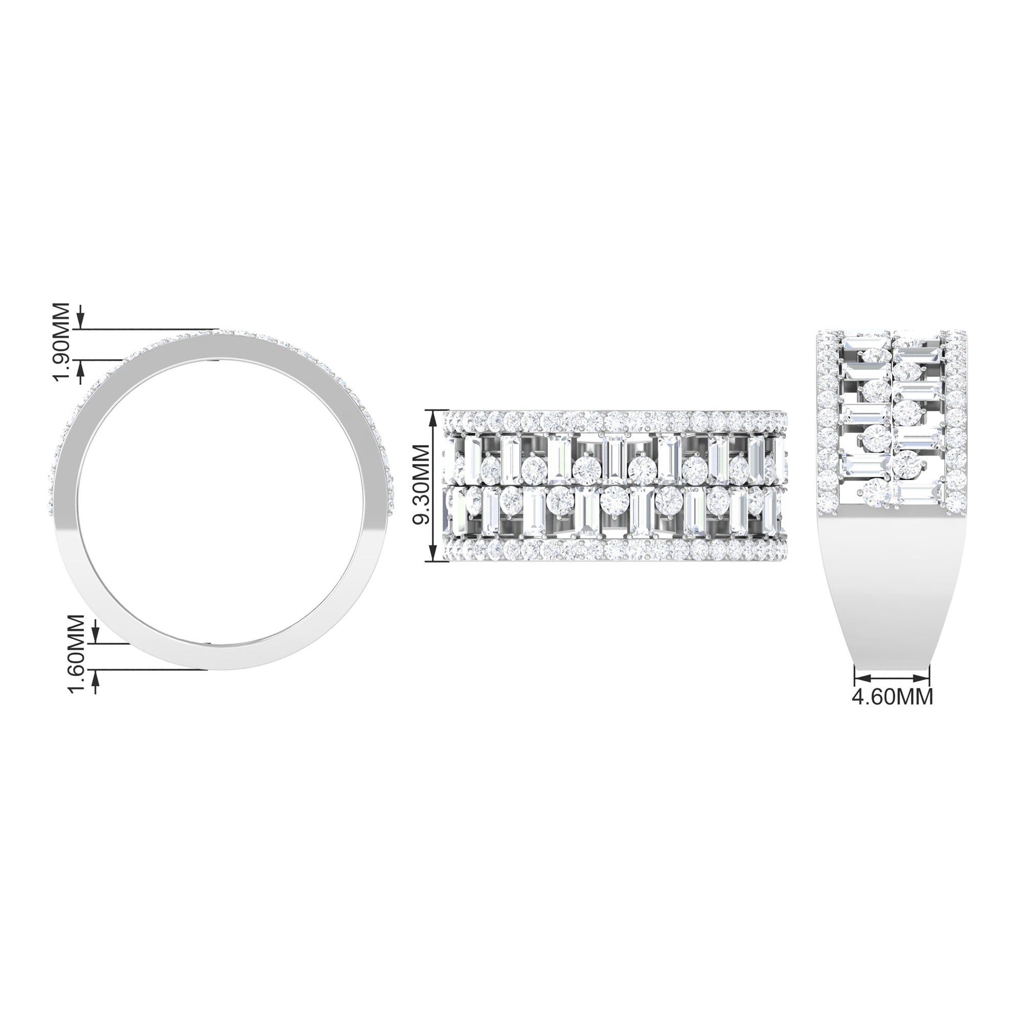 Designer Round and Baguette Cut Zircon Wedding Band