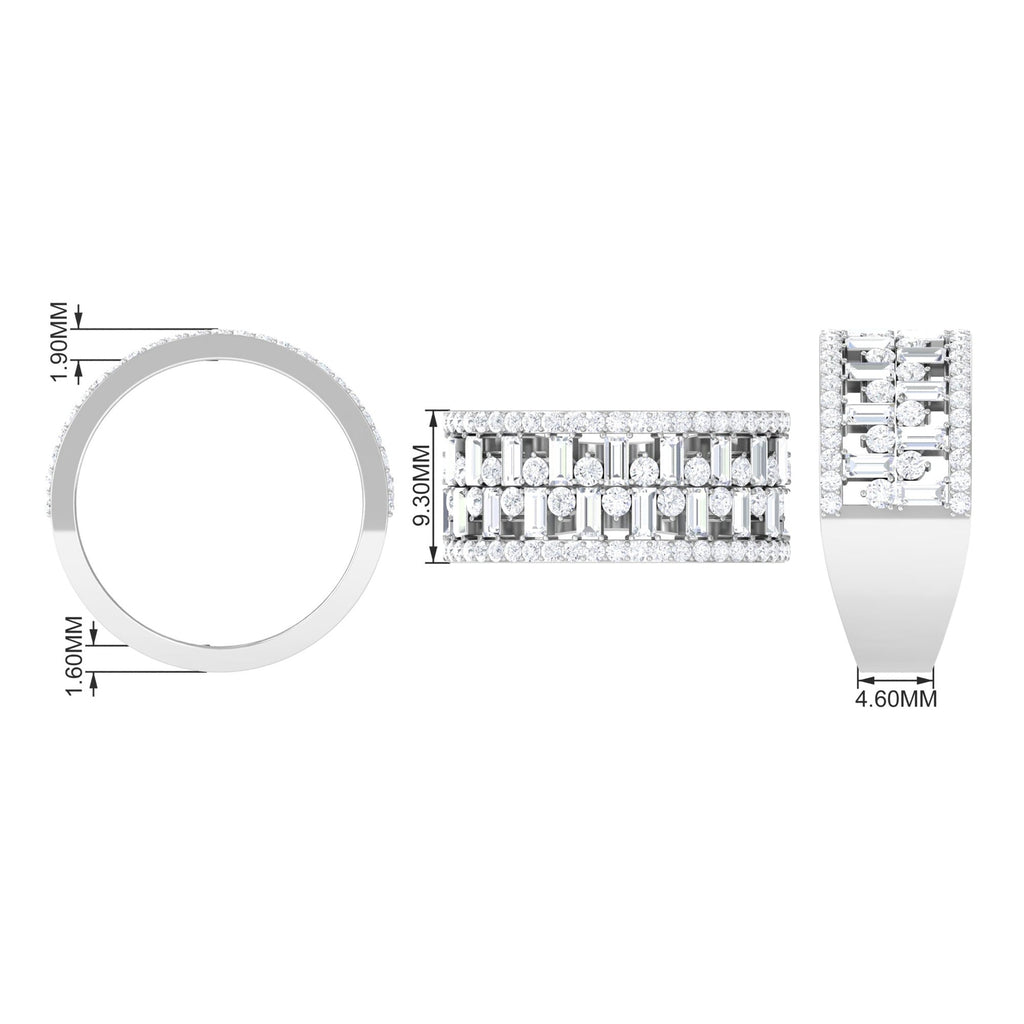 Designer Round and Baguette Cut Zircon Wedding Band