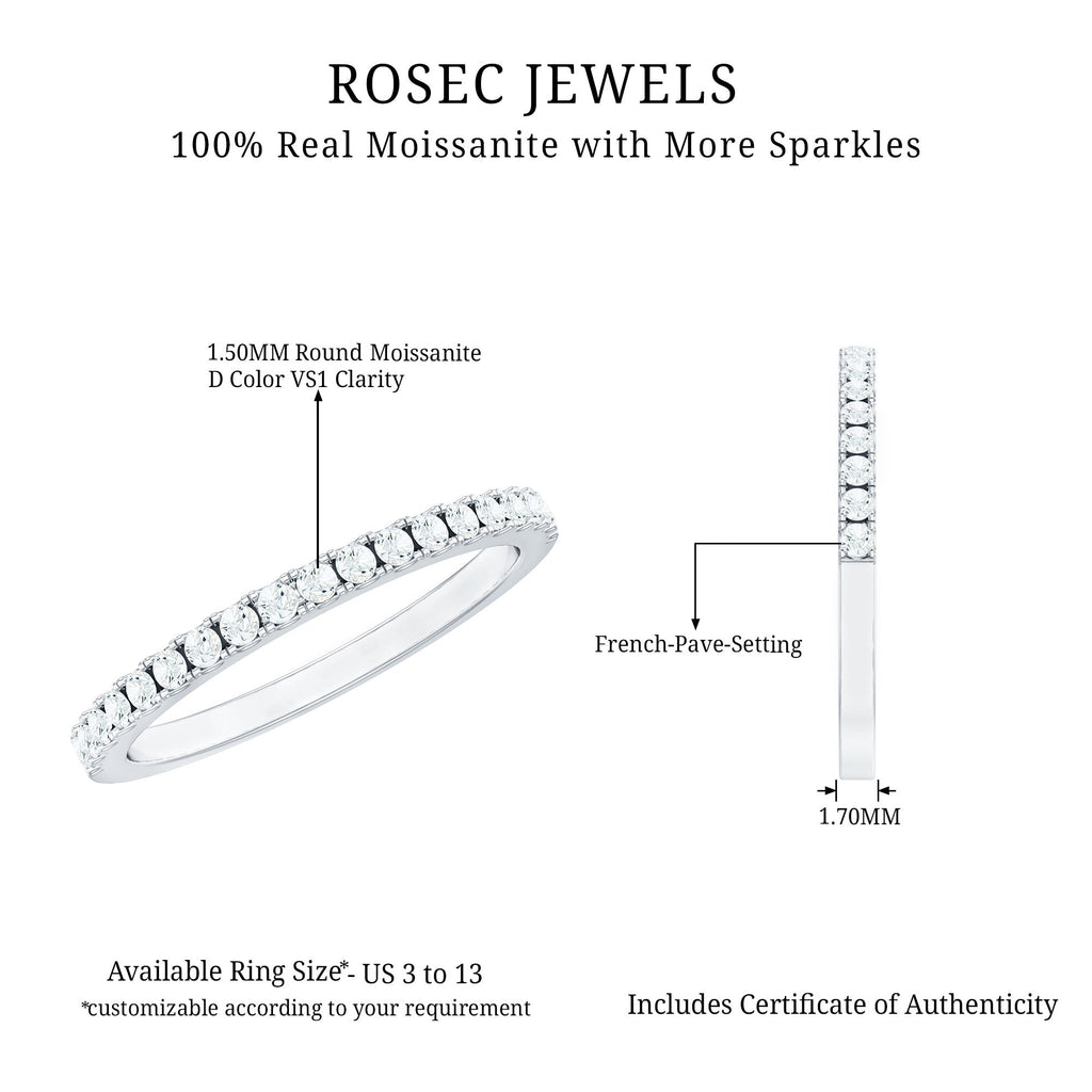 Certified Moissanite Simple Half Eternity Ring