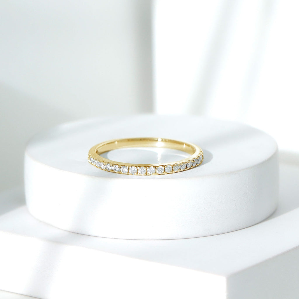 Certified Moissanite Simple Half Eternity Ring
