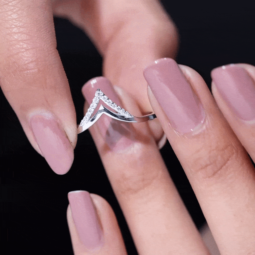 Certified Moissanite Chevron Enhancer Ring