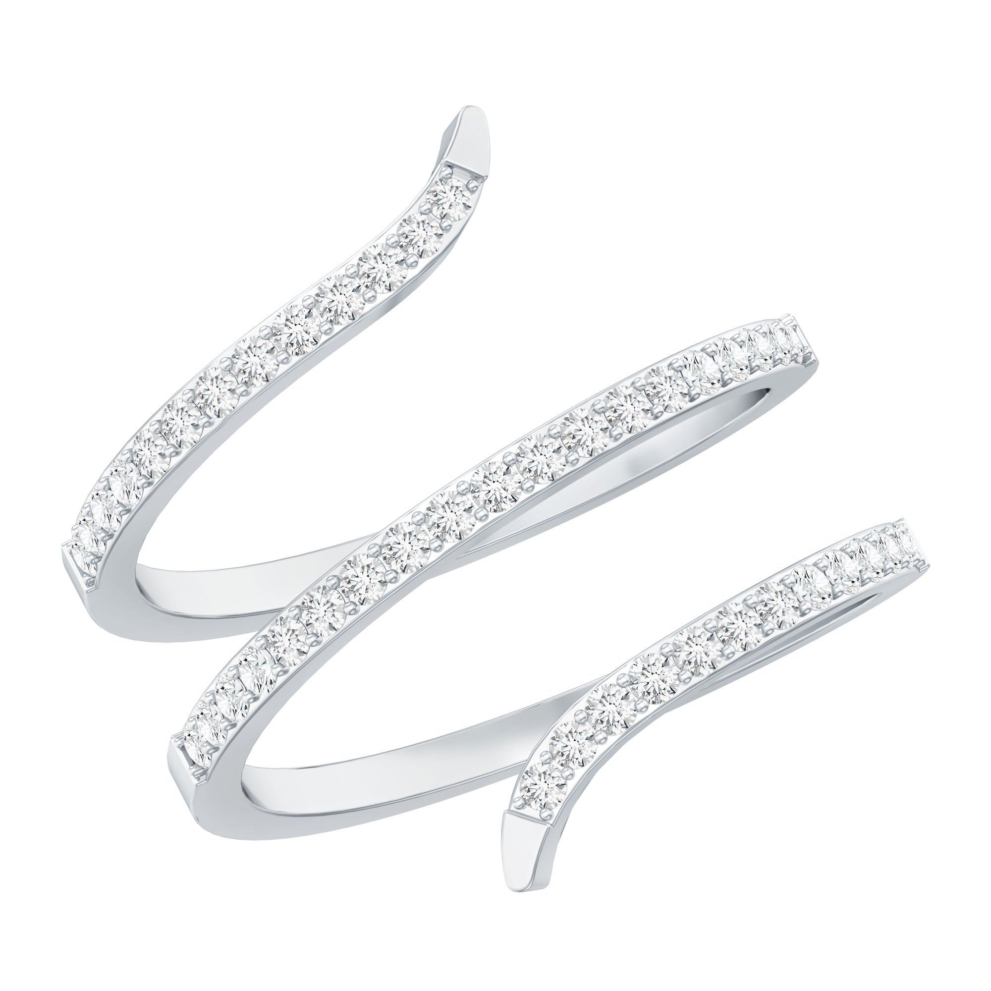 Certified Diamond Spiral Ring For Women