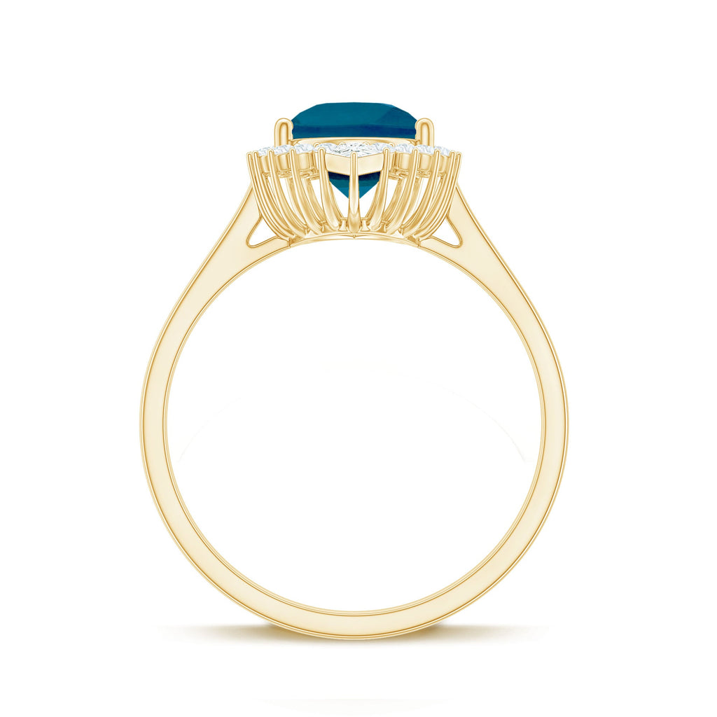 Pear Shaped London Blue Topaz and Diamond Statement Engagement Ring