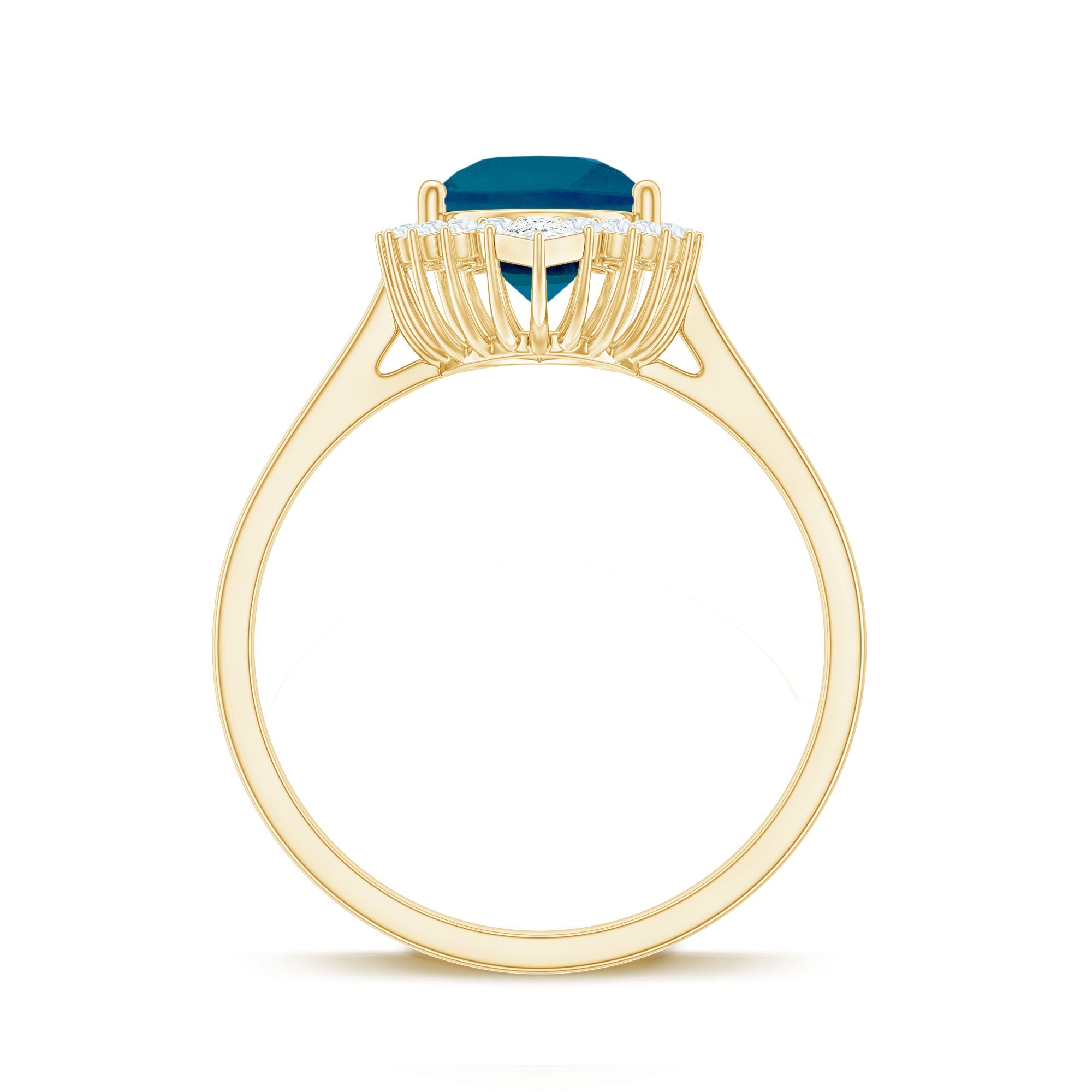 Pear Shaped London Blue Topaz and Diamond Statement Engagement Ring