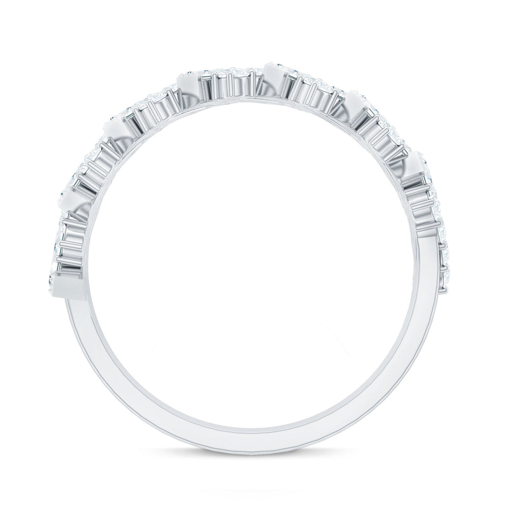 Certified Baguette and Round Moissanite Half Eternity Wedding Band