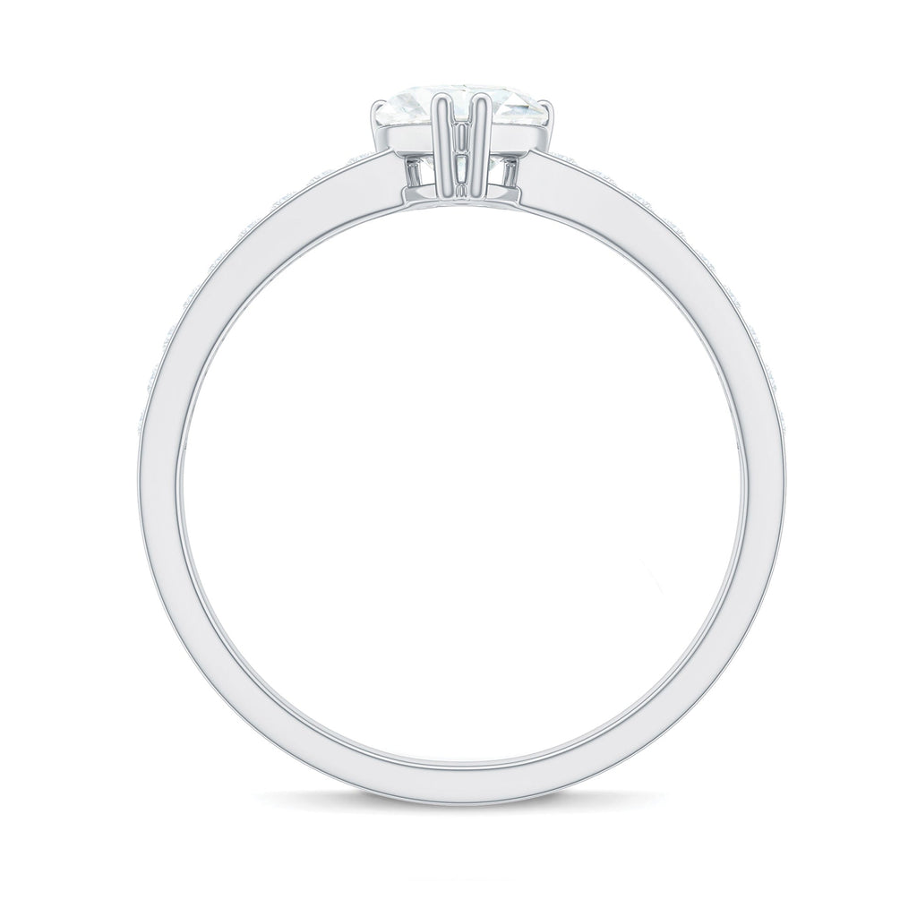 Solitaire Moissanite Heart Promise Ring with Side Stones