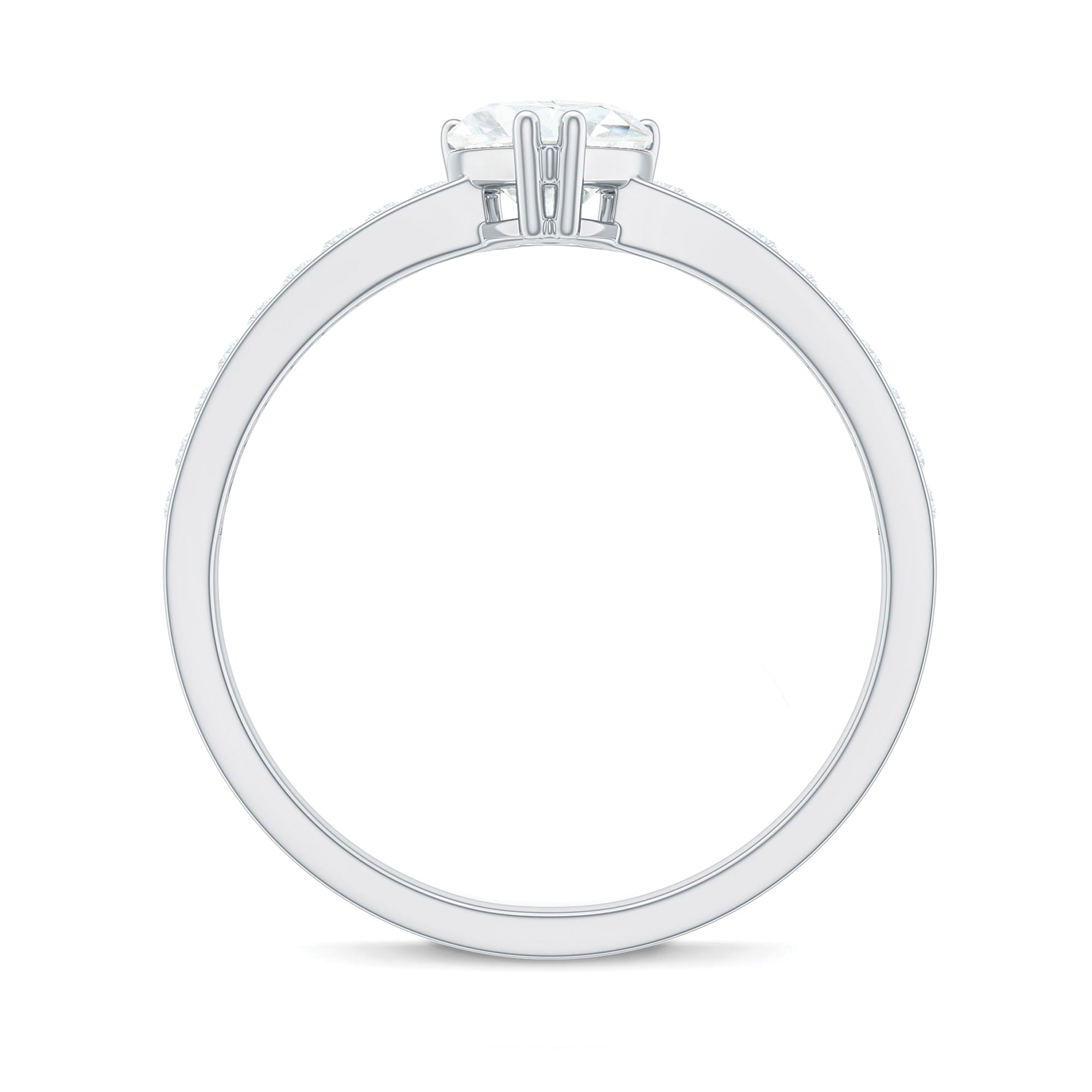 Solitaire Moissanite Heart Promise Ring with Side Stones