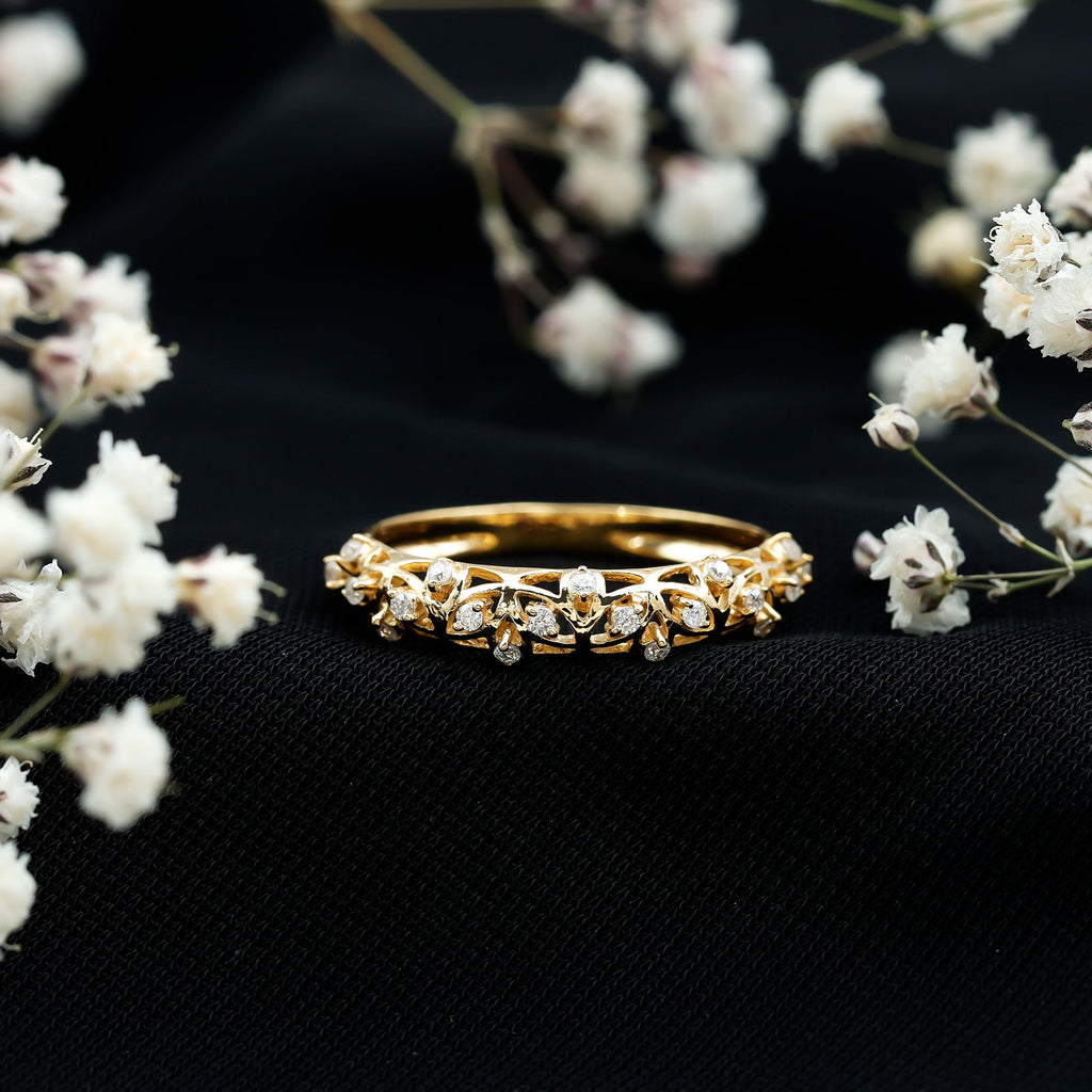 Womens Moissanite Filigree Eternity Band Ring