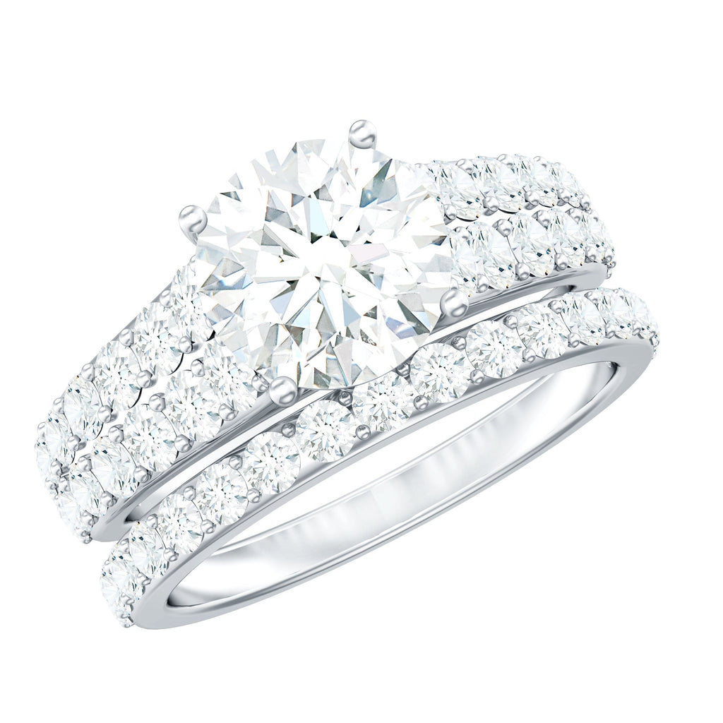 8 MM Zircon Wedding Ring Set in Prong Setting