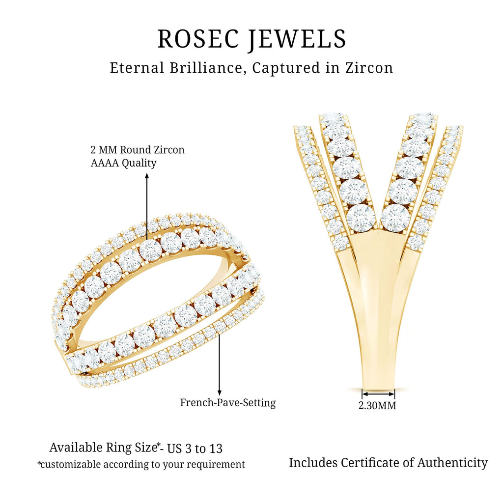 Certified Cubic Zirconia Designer Band Ring for Women