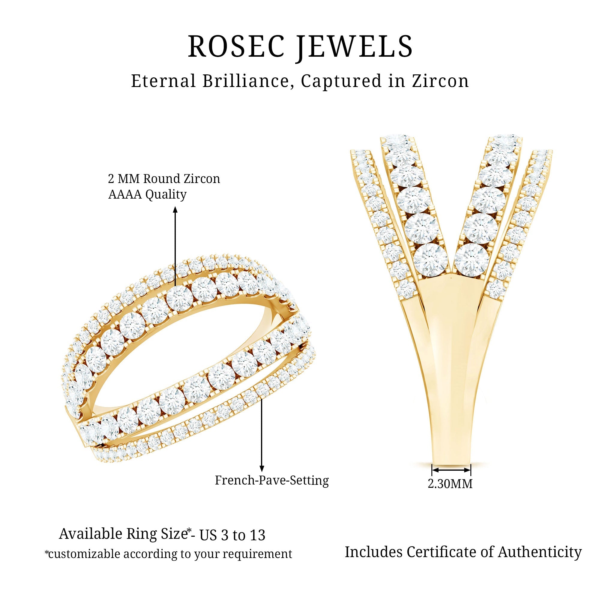 Certified Cubic Zirconia Designer Band Ring for Women