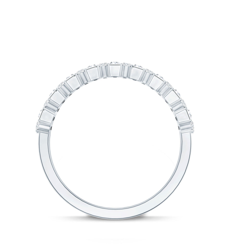 Baguette and Round Certified Moissanite Half Eternity Band Ring