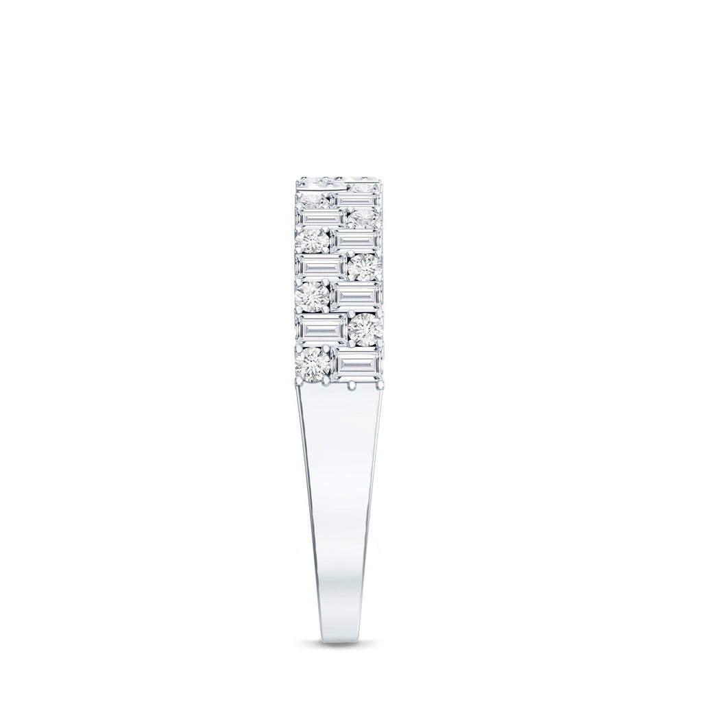 Baguette and Round Certified Moissanite Half Eternity Band Ring