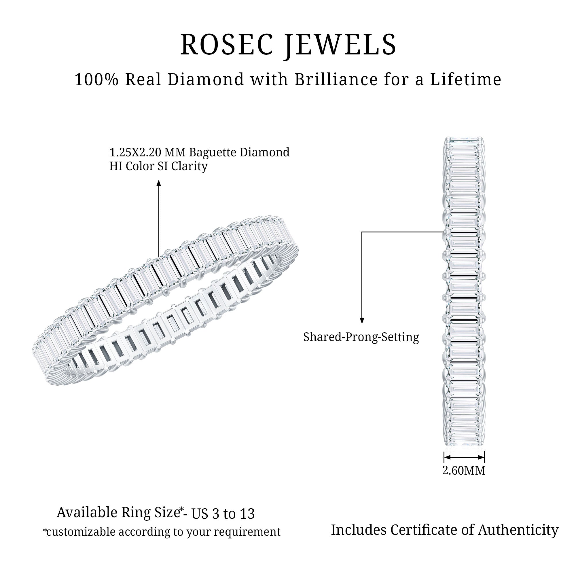 Baguette Cut Diamond Eternity Wedding Band Ring
