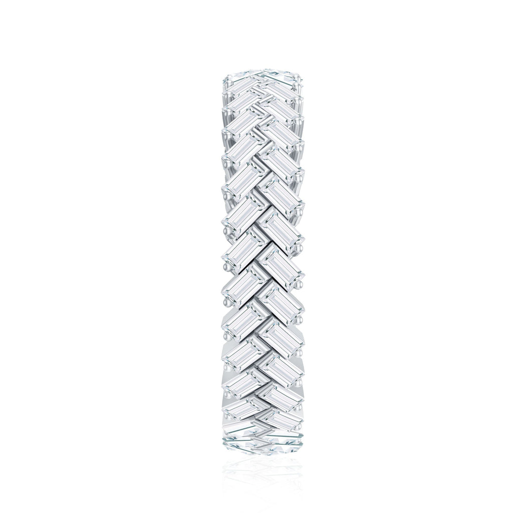 Baguette Cut Cubic Zirconia Braided Wedding Band with Certificate