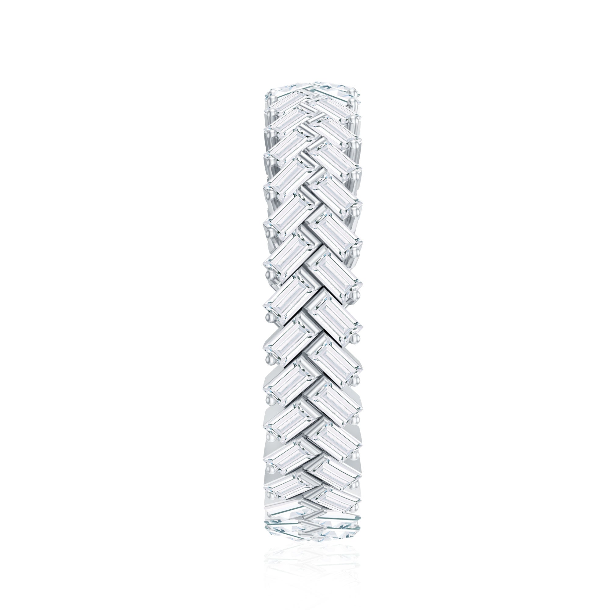 Baguette Cut Cubic Zirconia Braided Wedding Band with Certificate
