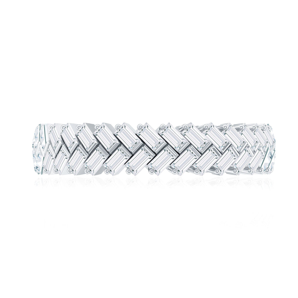 Baguette Cut Cubic Zirconia Braided Wedding Band with Certificate