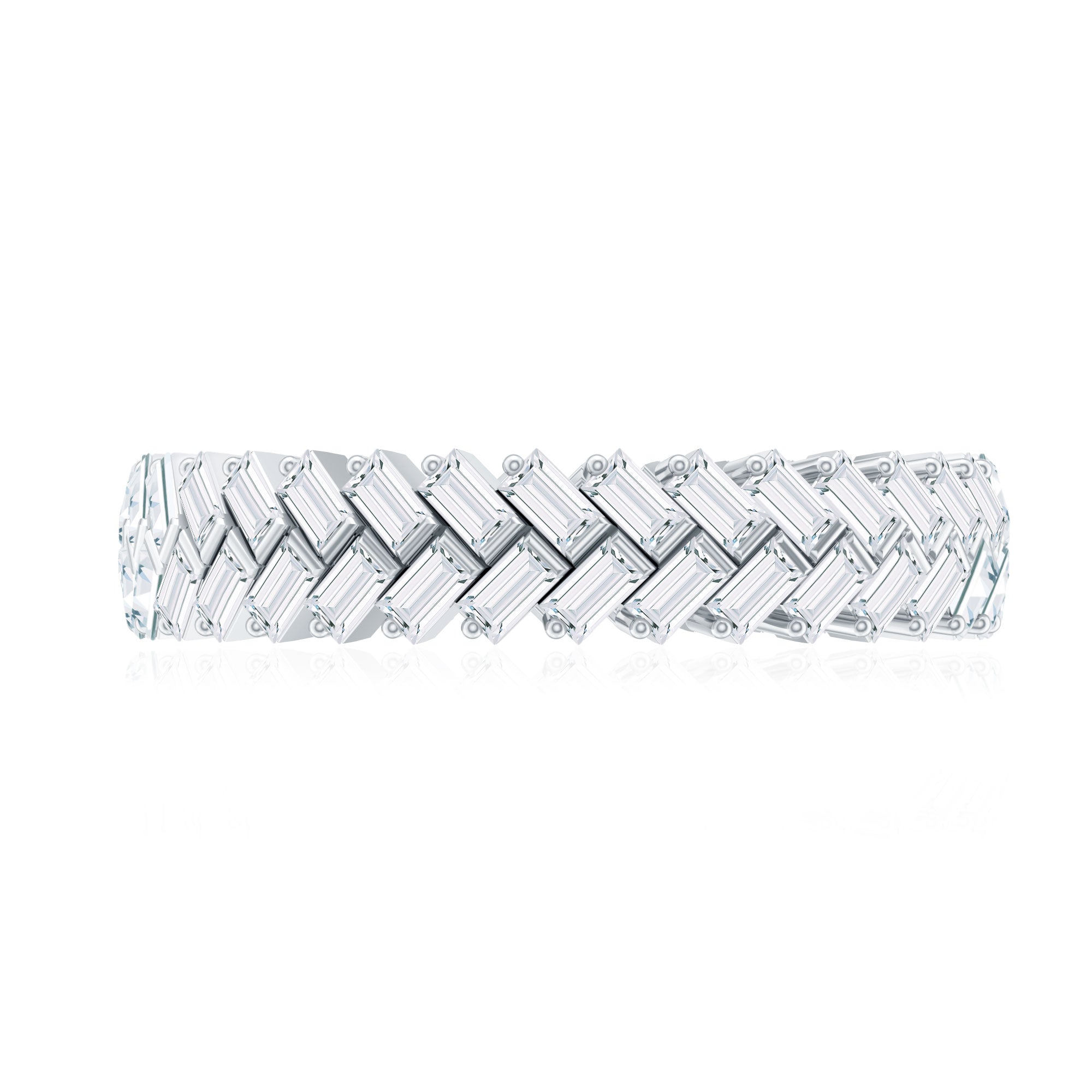 Baguette Cut Cubic Zirconia Braided Wedding Band with Certificate