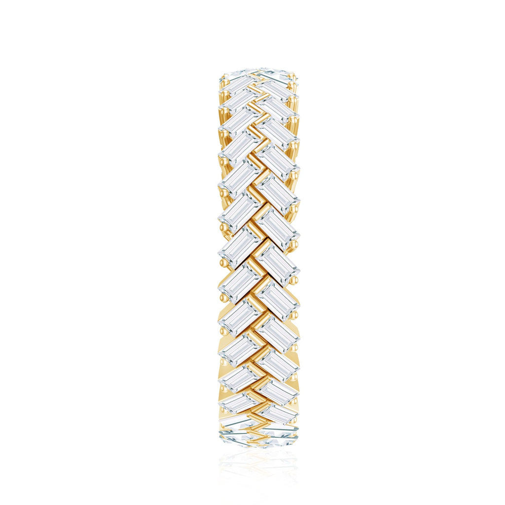 Baguette Cut Cubic Zirconia Braided Wedding Band with Certificate